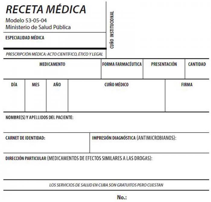 Nuevo modelo de receta médica que circulará en las demás provincias del país, menos en La Habana. Foto: Granma.
