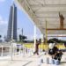 Construction workers at the platform where Pope Francis will offer a mass at Havana’s Revolution Square. Photo: Roberto Morejon (AIN)