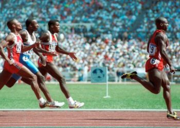 The Canadian Ben Johnson, known for his disqualification for doping after winning the final of the 100 meters at the 1988 Olympics in Seoul.