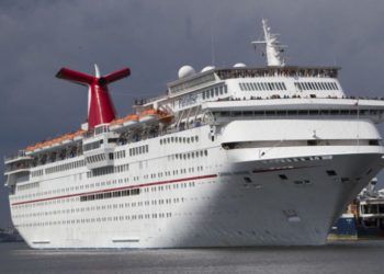 The Carnival Paradise on its inaugural trip from Tampa to Cuba. Photo: Monica Herndon / Times.