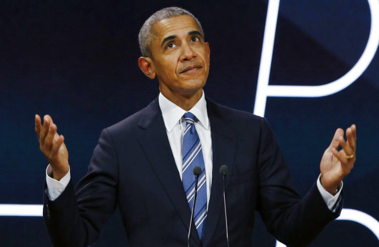 Former President Barack Obama goes to give a speech in Paris, on December 2, 2017. He was one of the users most highlighted on Twitter in 2017. (AP Photo/Thibault Camus, File)