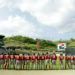 Players of the Cuban Las Tunas Leñeros team listening to their national anthem before facing Panama’s Los Toros de Herrera in the finals of the Caribbean Series at the Rod Carew Stadium in Panama City, on February 10, 2019. Photo: Arnulfo Franco/AP.