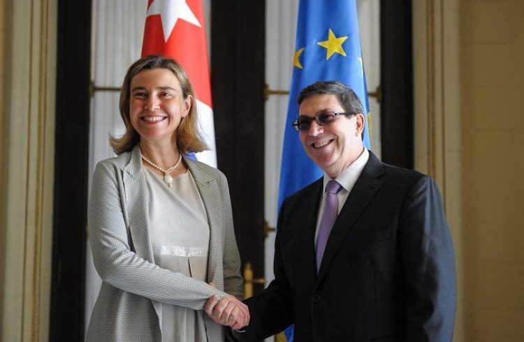 The High Representative of the European Union (EU) for Foreign Policy, Federica Mogherini, and Cuban Foreign Minister Bruno Rodríguez during an official visit to the island made by Mogherini in 2018. Photo: EFE.