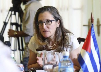 Canadian Foreign Minister Chrystia Freeland during the dialogue with her Cuban counterpart in Havana on May 16, 2019. Photo: Alexandre Meneghini / Photo pool via AP.