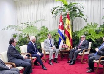 King Felipe VI during his meeting with the first secretary of the Communist Party of Cuba, Army General Raúl Castro. Photo: Casa Real.