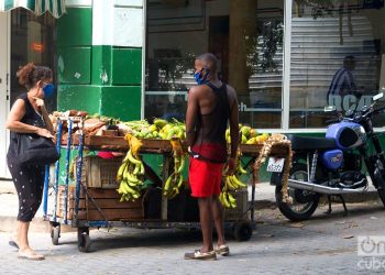 An agricultural products street vendor in Havana, during the post-COVID-19 de-escalation. Photo: Otmaro Rodríguez.