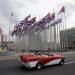 Cuban flags fly from the so-called anti-imperialist tribune, in front of the building of the United States embassy in Havana. Photo: Jorge Luis Baños/IPS Archive.