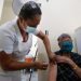 A nurse applies a dose of the Cuban COVID-19 vaccine to an elderly woman as part of a health intervention against the pandemic. Photo: Yander Zamora/Archive.