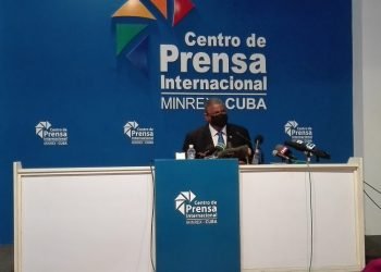 Rubén Remigio Ferro, president of the Supreme People’s Court (TSP) of Cuba, during a press conference on the judicial processes of participants in the protests of July 11 and 12, 2021 in Cuba. Photo: Attorney General’s Office of Cuba/Twitter.