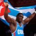 Mijaín López, the standard bearer of the Cuban delegation, celebrates his fourth consecutive Olympic gold medal. Photo: Martin Alipaz/AP