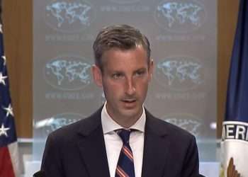 Ned Price, spokesman for the U.S. State Department, during the November 8 press briefing. Photo: screenshot.