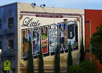 Mural with a sign of Havana in Miami