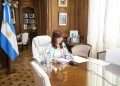 The Vice President of Argentina, Cristina Fernández, in her office in the Senate during her pronouncement before the court on November 29, 2022, in Buenos Aires. Photo: EFE/CFK press office.