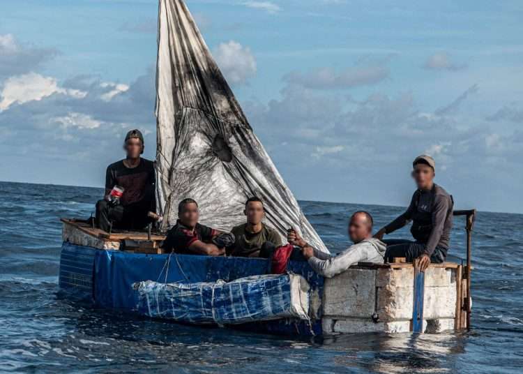 Cuban rafters at sea