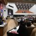 President Miguel Díaz-Canel speaks during the closing of the 4th The Nation and Emigration Conference, at the Havana Convention Center. Photo: @CubaMINREX/X.