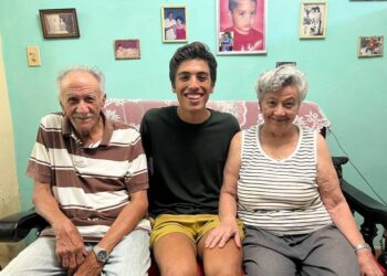 Nico, Cuban American, and his great-uncle and great-aunt in Cuba. Photo: Courtesy.