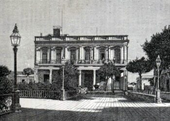 The Spanish Club in Cárdenas, in 1885, engraving published in La Ilustración Cubana.