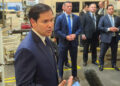 U.S. Secretary of State, Marco Rubio, upon his arrival in El Salvador. Photo: EFE/ Eduard Ribas