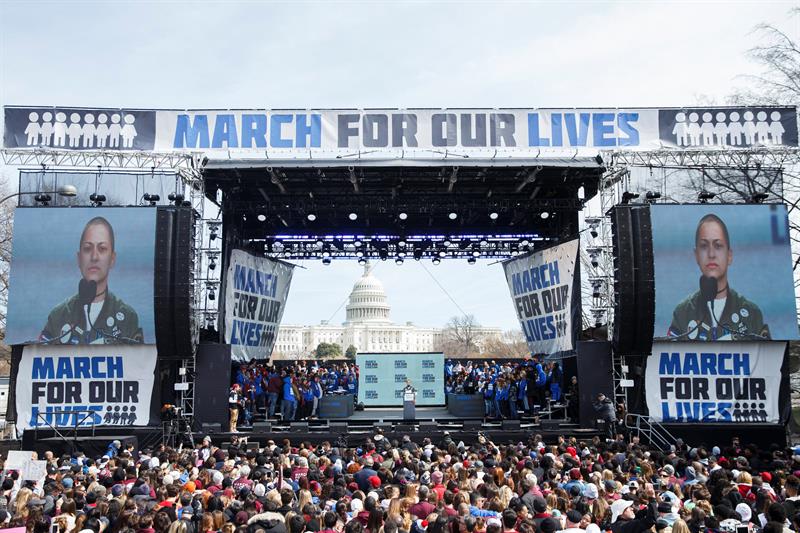 March For Our Lives in Washington, DC, USA, 24 March 2018. March For Our Lives student activists demand that their lives and safety become a priority, and an end to gun violence and mass shootings in our schools (Estados Unidos) EFE/EPA/SHAWN THEW