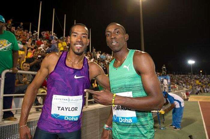 Taylor y Pichardo posan tras concluir la parada de la Liga del Diamante en Doha.