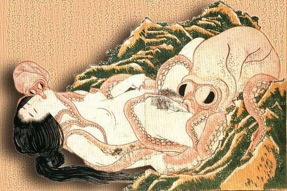 "El sueño de la mujer del pescador", de Katsushika Hokusai, uno de los ejemplos más emblemáticos del shunga japonés que influenció luego en el anime hentai.
