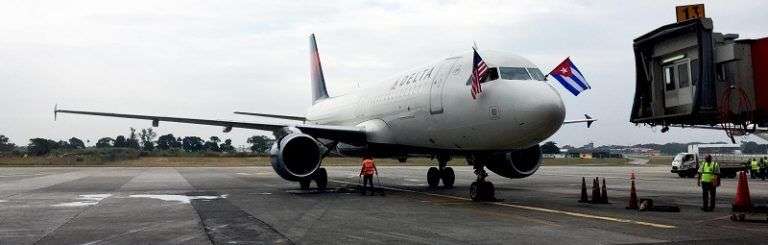 Llegada del primer vuelo de Delta. Foto: Delta News Hub.