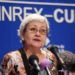 La experta de la ONU Virginia Dandan en la conferencia de prensa previa a su partida de Cuba. Foto: Reuters.