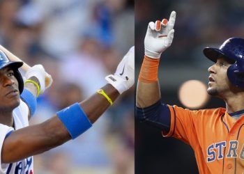 Puig y Yuli Gurriel se enfrentarán en la Serie Mundial. Fotos: dodgersnation.com y khou.com.