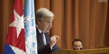 Antonio Guterres, Secretario General de la ONU, habla en la apertura del XXXVII Período de Sesiones de la Cepal en el Palacio de las Convenciones de La Habana, en 2018. Foto: Otmaro Rodríguez / Archivo.