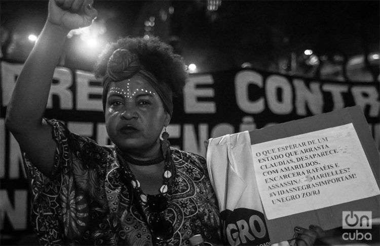 Protestas por el asesinato de la activista y concejal Marielle Franco, en Rio de Janeiro. Foto: Nicolás Cabrera.