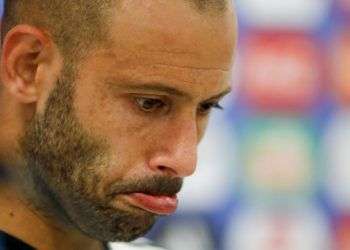 El centrocampista de Argentina Javier Mascherano durante una rueda de prensa del Mundial en Bronnitsy, Rusia, el domingo 24 de junio de 2018. Foto: Ricardo Mazalán / AP.