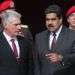 Miguel Díaz-Canel (izq) junto a Nicolás Maduro, durante la primera visita oficial del nuevo presidente cubano a Venezuela. Foto: Miguel Gutiérrez / EFE.