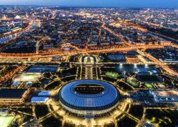 Desde el aire el estadio Luzhniki de Moscú, donde se realizará la final de la Copa del Mundo Foto: Dmitry Serebryakov/AP.