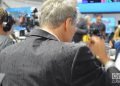 Periodistas en la carpa del centro de prensa de la ONU este martes 25 de septiembre. Foto: Marita Pérez Díaz.