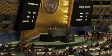 Votación en la Asamblea General de la ONU en 2017 de la resolución cubana contra el embargo. Foto: TV Yumurí.