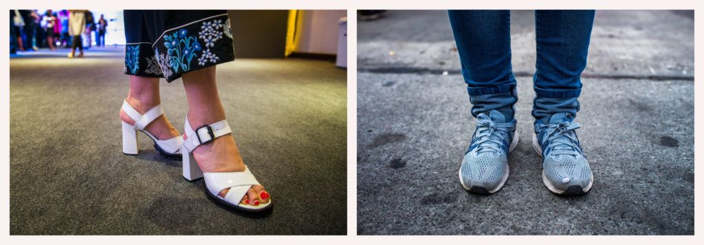 Los zapatos de la cumbre y de la contra cumbre. Fotos: Irina Dambrauskas.