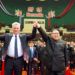 El presidente cubano, Miguel Díaz-Canel, izquierda, y el líder norcoreano Kim Jong Un durante una ceremonia de bienvenida al gobernante caribeño, en Pyongyang, Corea del Norte. Foto: Agencia Noticiosa Central Coreana/Servicio de Noticias de Corea vía AP.