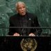 Imagen del 20 de septiembre de 2017 que muestra al presidente de Guyana, David Granger, durante una intervención en la Asamblea General de la ONU, en Nueva York. Foto: Justin Lane / EFE / Archivo.