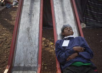 Refugiados centroamericanos en el albergue instalado en la Ciudad de México. Foto: Alejandro Saldívar.