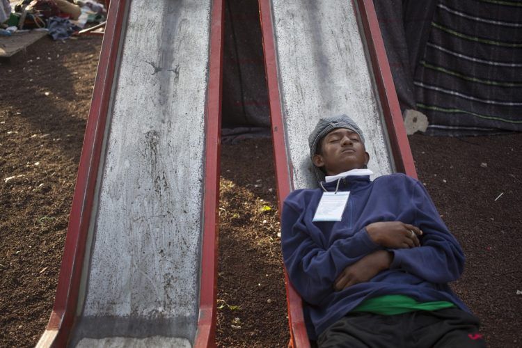 Refugiados centroamericanos en el albergue instalado en la Ciudad de México. Foto: Alejandro Saldívar.