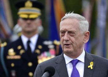 El secretario de Defensa Jim Mattis durante una ceremonia de reconocimiento a los prisioneros de guerra y a los soldados perdidos en acción, en el Pentágono, en Washington, el 21 de septiembre de 2018. Foto: Susan Walsh / AP.