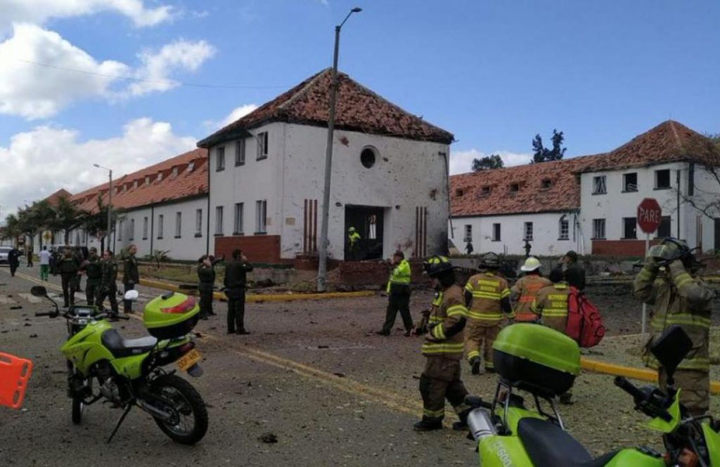 Academia de Policía de Bogotá, tras el atentado terrorista del 17 de enero de 2019. Foto: Caracol Radio.