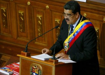 El presidente de Venezuela, Nicolás Maduro, da su discurso anual a la nación ante los miembros de la Asamblea Constitucional en Caracas, Venezuela, el lunes 14 de enero de 2019. Foto: Ariana Cubillos / AP.