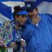 El presidente de Nicaragua, Daniel Ortega, y su esposa y vicepresidenta, Rosario Murillo, presiden una concentración en Managua en 2018. Foto: Alfredo Zuniga / AP / Archivo.