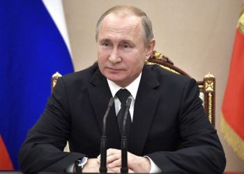 El presidente ruso Vladimir Putin preside una reunión de seguridad en Moscú, el viernes 1 de febrero de 2019. Foto: Alexei Nikolsky / Sputnik / Kremlin Pool vía AP.