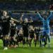 Los jugadores de Ajax celebran tras su victoria en octavos de final en la Liga de Campeones sobre Real Madrid en el estadio Santiago Bernabéu, el martes, 5 de marzo de 2019. Foto: Bernat Armangue / AP.