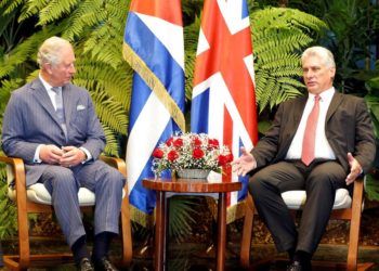 Encuentro entre el Príncipe Carlos y el presidente cubano Miguel Díaz-Canel, en La Habana, el 25 de marzo de 2019. Foto: EFE.