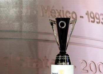 Exhibición de la Copa de Oro, en la ceremonia de inauguración de la conformación de los grupos y el calendario del torneo, en el Banc of California Stadium en Los Ángeles, California, EE. UU., el 10 de abril de 2019. La Copa de Oro se celebrará del 15 de junio al 7 de julio de 2019. EFE / ETIENNE LAURENT