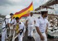 Buque escuela "Juan Sebastián de Elcano" de la Armada Española, tras su llegada a La Habana. Foto: Otmaro Rodríguez.