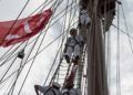 Buque escuela "Juan Sebastián de Elcano" de la Armada Española, tras su llegada a La Habana. Foto: Otmaro Rodríguez.